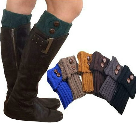 

Qipei Women Fashion Winter Leg Warmer Socks Button Short Crochet Knit Boot Cuffs