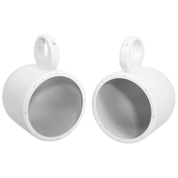 Pair Rockville MAC80W 7.7" White Aluminum Wakeboard Tower Speaker Pod Enclosures