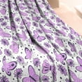 thumbnail image 3 of Purple Butterfly Flower Pattern Blanket,Comfortable Soft Flannel Throw Blanket,All Season,Warm Lightweight Blankets for Sofa Bed Couch Living Room Chair,60"x80", 3 of 4