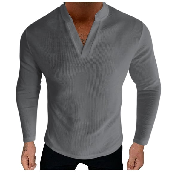 Vedolay Men's Fashion Polo Shirts Slim Fit Solid Color Shirts Plaid Lapel Pocket T Shirt Dark Gray,3XL