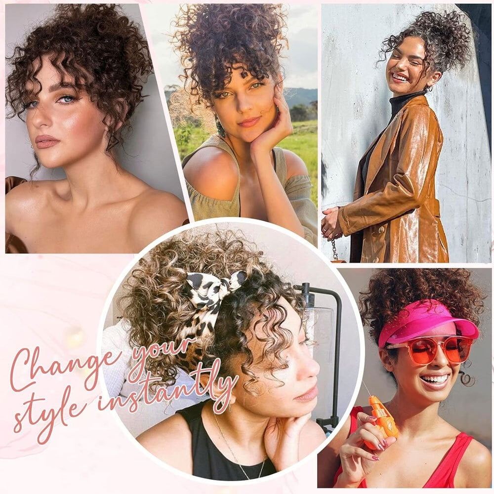 Messy Curly Fluffy Bun Hair Piece Tousled Updo Elastic Drawstring Ponytail Extension Synthetic Hair Scrunchies