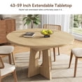 thumbnail image 4 of 59-Inch Extendable Round Dining Table for Dining Room, 4-6 People Farmhouse Oval Wood Expandable Kitchen Dinner Table with Heavy Cross Pedestal for Living Room, Apartment, Light Oak, 4 of 8