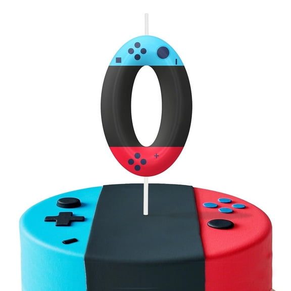 Number 0 Birthday Candle (0 Number Candles), Game Controller Number 0 Candle, Video Game Controller Theme Party Decoration, Birthday Cake Decoration