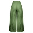 thumbnail image 6 of Women Cotton Linen High Waist Pants Casual Wide Leg Palazzo Lounge Elastic Trousers with Pockets, 6 of 9