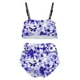 thumbnail image 4 of TrendVibe365 Bikinis for Women 2 Piece Shorts Purple 2 Piece Swimsuits High Waist Thong Adjustable Shoulder Strap Ruffles Bandeau Bathing Suits Floral Swimwear Beachwear 2XL, 4 of 4