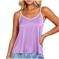 thumbnail image 4 of jobturf Womens Plus Size Pajama Tops V Neck Spaghetti Strap Tank Top Casual Loose Fit Sleep Shirts Soft Color&nbsp;Block Camisole L-6XL, 4 of 7