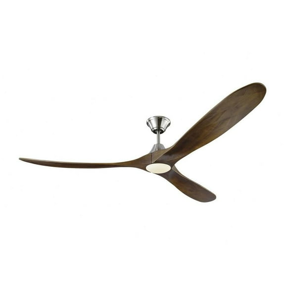 3 Blade 70 inch Ceiling Fan with Light Kit-Brushed Steel Finish-Dark Walnut Blade Color Bailey Street Home 96-Bel-3087755