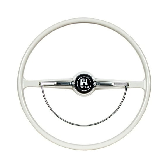 United Pacific 110717 15 ¾” OEM Style Steering Wheel for 1962-71 Volkswagen Beetle/Karmann Ghia/Type 3, VW OEM Style Steering Wheel, Wolfsburg Crest – Grey