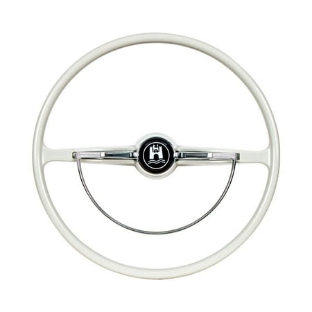 United Pacific 110717 15 ¾” OEM Style Steering Wheel for 1962-71 Volkswagen Beetle/Karmann Ghia/Type 3, VW OEM Style Steering Wheel, Wolfsburg Crest – Grey