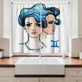 thumbnail image 2 of Ambesonne Zodiac Gemini Kitchen Curtains, Watercolor Women, 55"x45", Pale Peach Black, 2 of 3