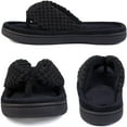 thumbnail image 3 of Women's Memory Foam Open Toe Slide Slippers with Adjustable Strap and Cozy Terry Lining, 3 of 6