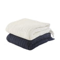 thumbnail image 6 of Woven Paths Navy Blue/White Quilted Stripe Lightweight Cotton Throw Blanket, 50" x 60", 6 of 10