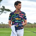 thumbnail image 3 of Pofeuu Colorful Carp Streamer 1 Print Men's Loose Fit Midweight Short-Sleeve Pocket Polo-XX-Large, 3 of 6