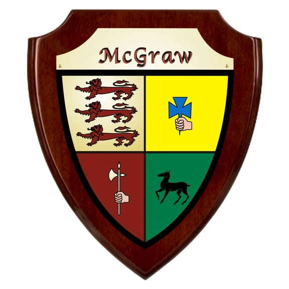 McGraw Irish Coat of Arms Shield Plaque - Rosewood Finish