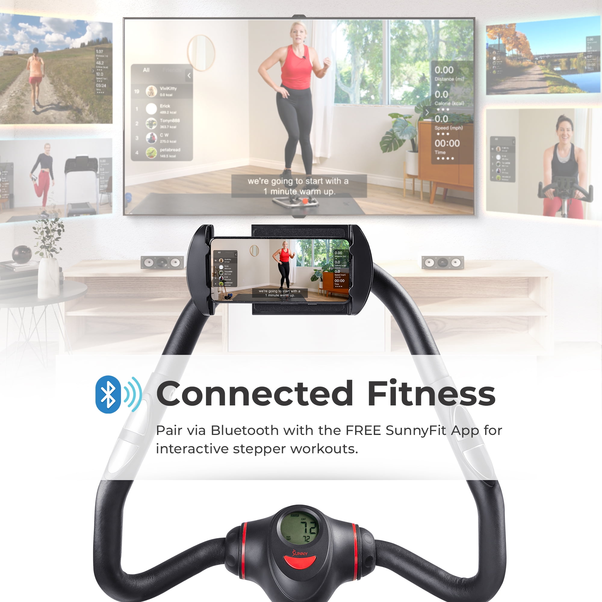 Sunny Health & Fitness Smart Duo Function Premium Power Stepper Machine, 330 LB Capacity with SunnyFit® App