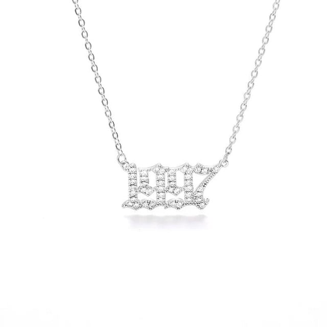 Collar con colgante de letra de cristal para mujer, Gargantilla de circón, cadena de año de nacimiento, inicial, regalo de joyería, 1996, 1997