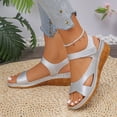 thumbnail image 3 of ATENAR Women Sandals Outdoor Sandals Walking Wedge Shoes Silver (US:8.5), 3 of 9