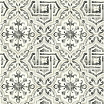 Chesapeake Sonoma Black Spanish Tile Prepasted Non Woven Blend Wallpaper, 20.5-in by 33-ft, 56.4 sq. ft.