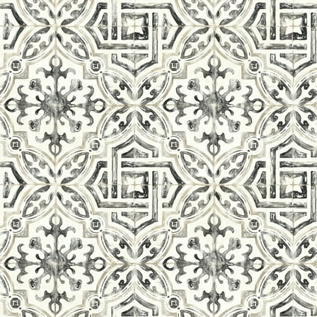 Chesapeake Sonoma Black Spanish Tile Prepasted Non Woven Blend Wallpaper, 20.5-in by 33-ft, 56.4 sq. ft.