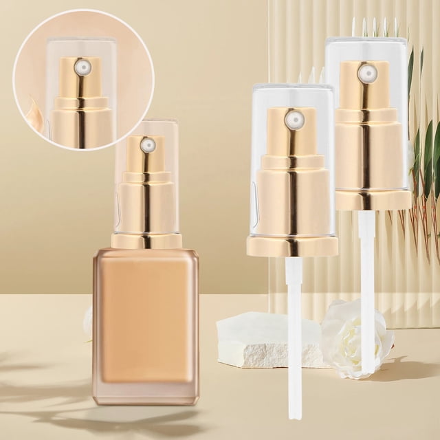 Bomba de maquillaje de repuesto universal | Cabezal de prensa de plástico dorado de 0,9 pulgadas | Se adapta a la mayoría de las botellas de líquido | Dispensador higiénico para tónico