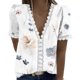thumbnail image 1 of ICHUANYI Clearance Women Fashion Summer Sexy Fold Printed Regular Women Short Sleeves V Neck Button(White, L) ICHUANYI WER2023080803008, 1 of 4