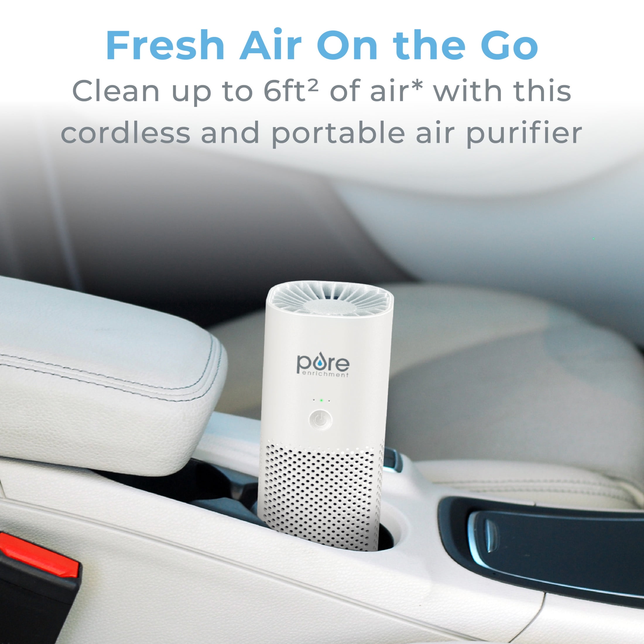 Pure Enrichment PureZone Mini Portable Air Purifier - Cordless True HEPA Filter Cleans Air & Eliminates 99.97% of Dust, Odors, & Allergens Close to You - Cars, School, & Office (White)