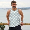 thumbnail image 6 of Uemuo Daisy Plaid Blue Pattern Men's Muscle Shirts Sleeveless Dry Fit Gym Workout Tank Top Lightweight Sports Tank Top Beach Tank Top, Loose-fit Sleeveless Shirt-Small, 6 of 7