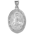 thumbnail image 2 of Sterling Silver St Guadalupe & Sacred Heart of Jesus Necklace Double sided Medal 7/8 inch Oval 24 inch Box_19, 2 of 5