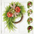thumbnail image 1 of Rustic Bohemian Wreath – Double-Sided Door Hanging with Linen Bow & Greenery, Large Boho Wreaths for Front Door, Spring Wreath for Home, Patio, Front Porch (D), 1 of 9