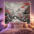 thumbnail image 2 of Red Bridge and East Asian Pavilion Tapestry Wall Hanging, 2 of 7