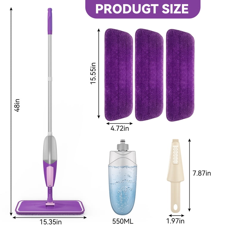 DSOOLO 360° Spray Mop with 3 Microfiber Pads photo 6