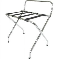 USTECH Single-Tier Luggage Rack with High Back, Chrome Foldable Suitcase Stand for Guest Room, Bedroom, Hotel, or Closet – Easy Self-Assembly & Space-Saving Design