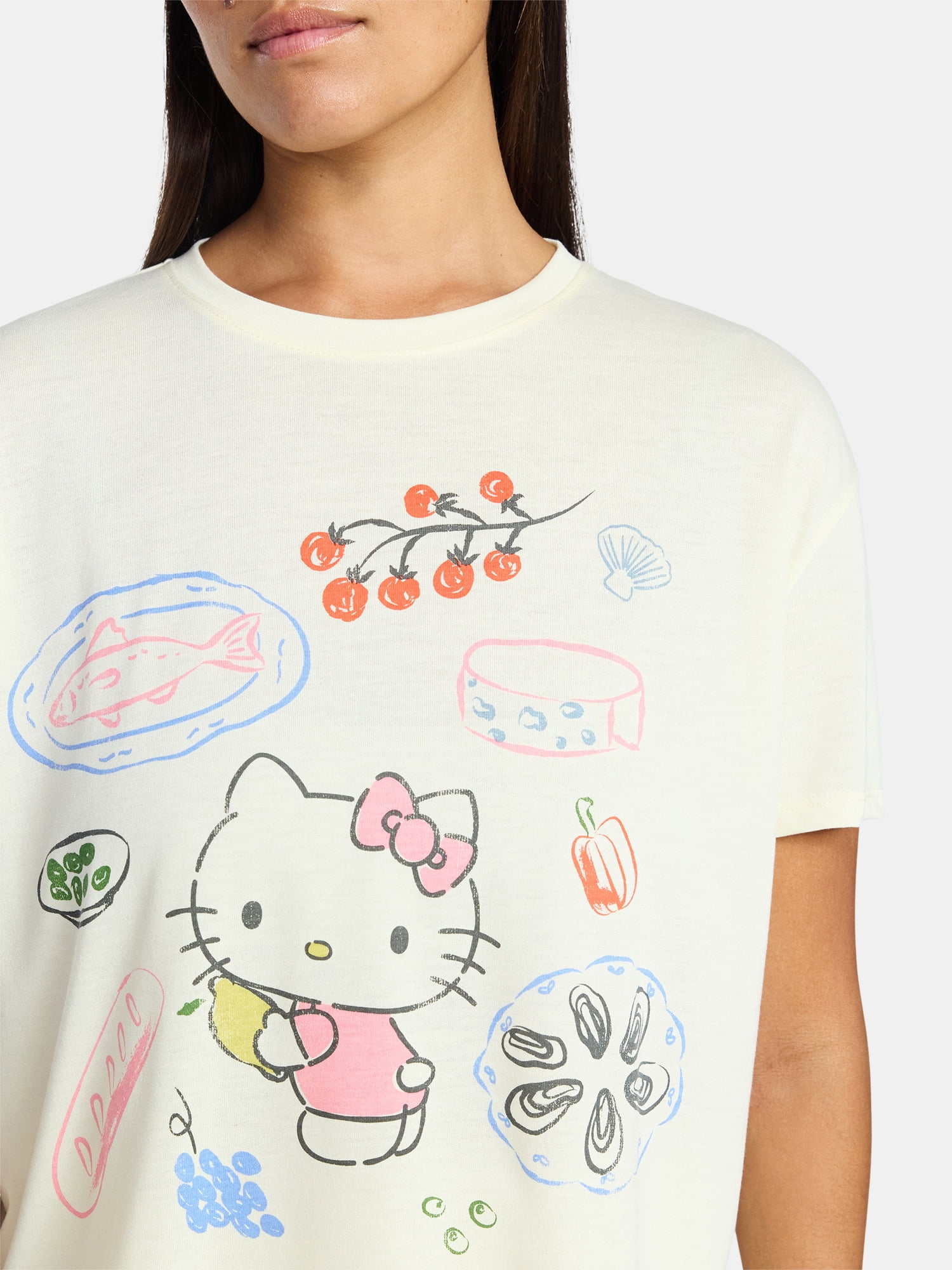 Hello Kitty Women's and Women's Plus Sleep Tee and Shorts Pajama Set from Grayson Social, 2-Piece, Sizes XS-3X