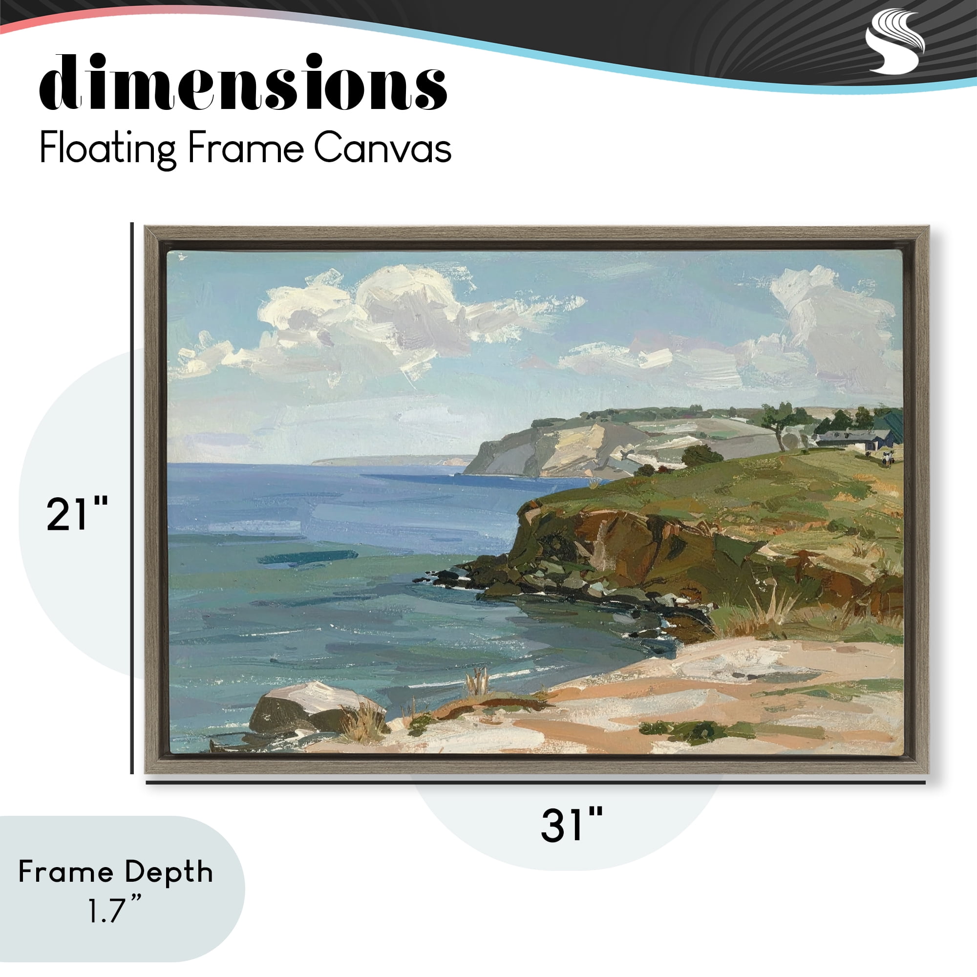 Stupell Industries Along The Shore Scenery Brown Framed Floater Canvas Wall Art, design by Alonza Saunders