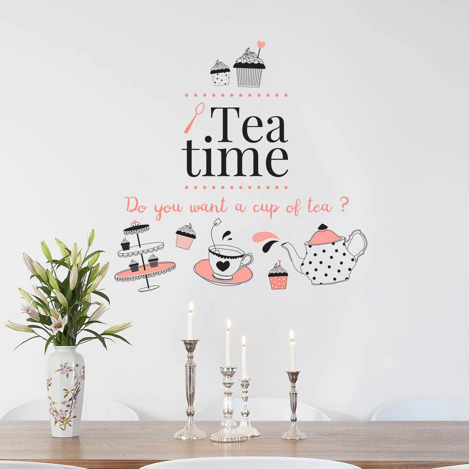 Walplus Wall Sticker Tea Time English Quote Selfadhesive Art Decal