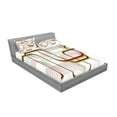 thumbnail image 2 of Ambesonne Modern Fitted Sheet & Pillow Sham Set, Wavy Abstract Shape Line, Full, Khaki Burgundy White, 2 of 2