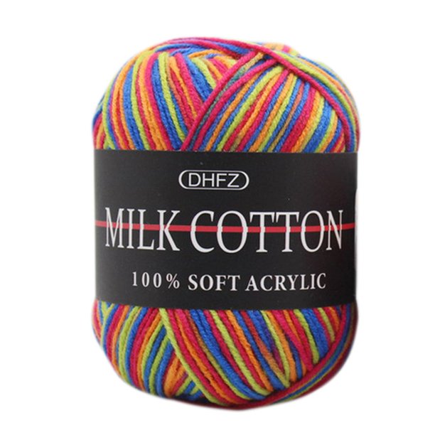 Worallymy 50g/bola hilo colorido de 3 capas hecho a mano bufanda almohada manta tejido de ganchillo hilo de algodón de leche suave Worallymy JD735803359