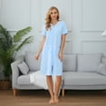thumbnail image 3 of Richie House Women Zipper Robe Loungewear Short Sleeve Sleepwear Housecoat Bathrobe RHW2898-G-S, 3 of 7