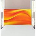 thumbnail image 1 of Orange Headboard, Digital Waves with Different Tones with Motion Effect Smooth Hot Lines Art Print, Upholstered Decorative Metal Bed Headboard with Memory Foam, Twin Size, Burnt Orange, by Ambesonne, 1 of 4