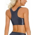 thumbnail image 3 of Womens Shiny Crop Tank Top Oil Glossy Shimmery Bra Tops Seamless Smooth Racerback Crop Tank Top Deep U Neckline Sports Vest Bras Bustier Clubwear, 3 of 6