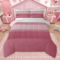 Manfei Chic Stripes Ombre Bedding Comforter Set, Fashion Pink Abstract Art Twin Comforter Sets, Teens Kids Adult Men Women Reversible Bedding Set, Lightweight Room Decor, 2-Piece