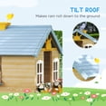 thumbnail image 5 of Outsunny Wooden Playhouse for Kids, Adventures Cottage, with Working Door, Windows, Bench, Service Station, Flowers Pot Holder, for 3-7 Years Old Blue, 5 of 9