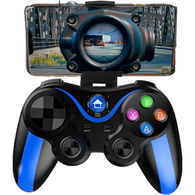 Mobile Controller for The Most Games, Mobile Gamepad Wireless Game Controller Joystick for Android/iOS, Key Mapping, Shooting Fighting Racing Game-NO Supporting iOS 13.4 or abover (Blue-Black)