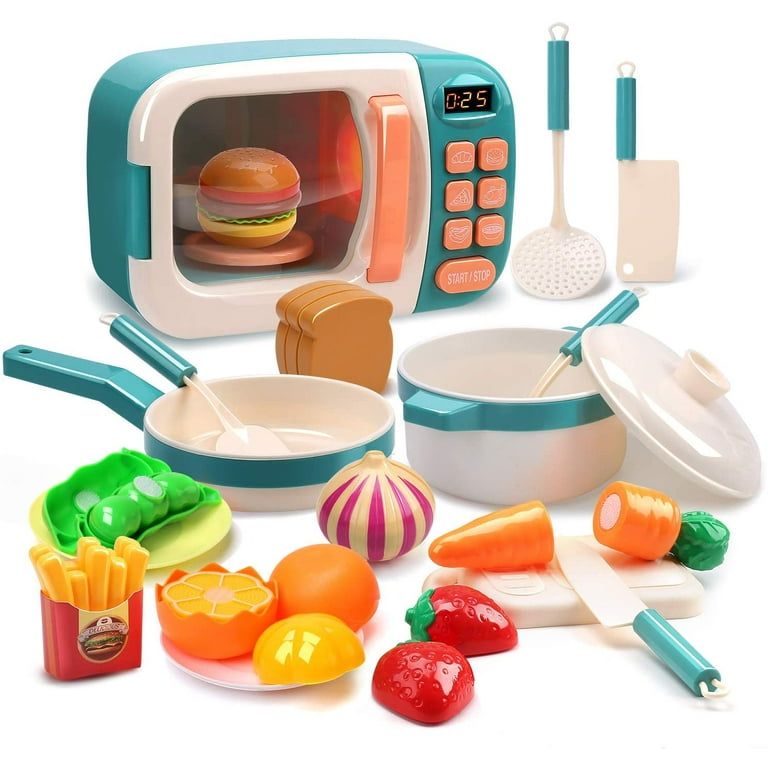 Cute Stone Kids Kitchen Pretend Play Toys,Play Cooking Set, Cookware Pots  and Pans Playset, Peeling and Cutting Play Food Toys, Cooking Utensils