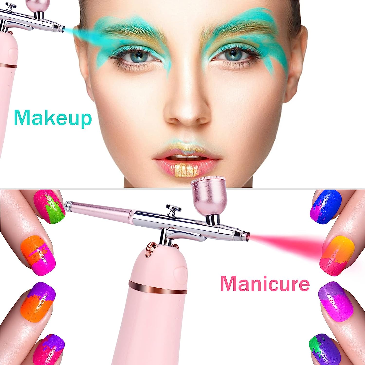 Airbrush Kit, Portable Cordless Airbrush Makeup Kit, Airbrush Gun with 2 Cups, Rechargeable Air Brushes for Painting, Cake Decorating, Nail Art, Makeup, Model Coloring