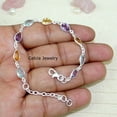 thumbnail image 4 of Solid 925 Sterling Silver Bracelet For Men Women, Genuine Blue Topaz, Citrine & Amethyst Multiple Gemstone Unique Bracelet For Her Him, 4 of 5