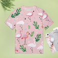 thumbnail image 4 of Flamingo Pattern Womens Tops Women's Fashion Casual Short Sleeve Flower Print Round Neck Pullover Top Blouse, 4 of 6