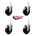 thumbnail image 2 of 4 Inch Hard Rubber Wheel Swivel 3/4 Inch Square Stem Caster Set Service Caster, 2 of 2