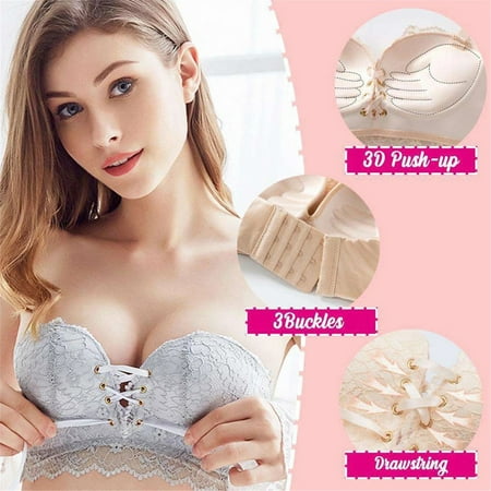

Cathalem Lace Bra Set plus Size Women Solid Lace Strapless Stealth Bra Wire Bra Bandage Brassiere Underwear Lace Bandeau Bra Set Underwear Grey X-Large