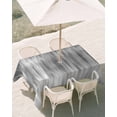 thumbnail image 3 of Grey Table Cloth Rectangle Outdoor Tablecloth, Modern Abstract Art Ombre Striped Waterproof Wrinkleproof Table Cover with Umbrella Hole and Zipper for Party/Dining/Patio/Wedding 60x120 Inch, 3 of 9